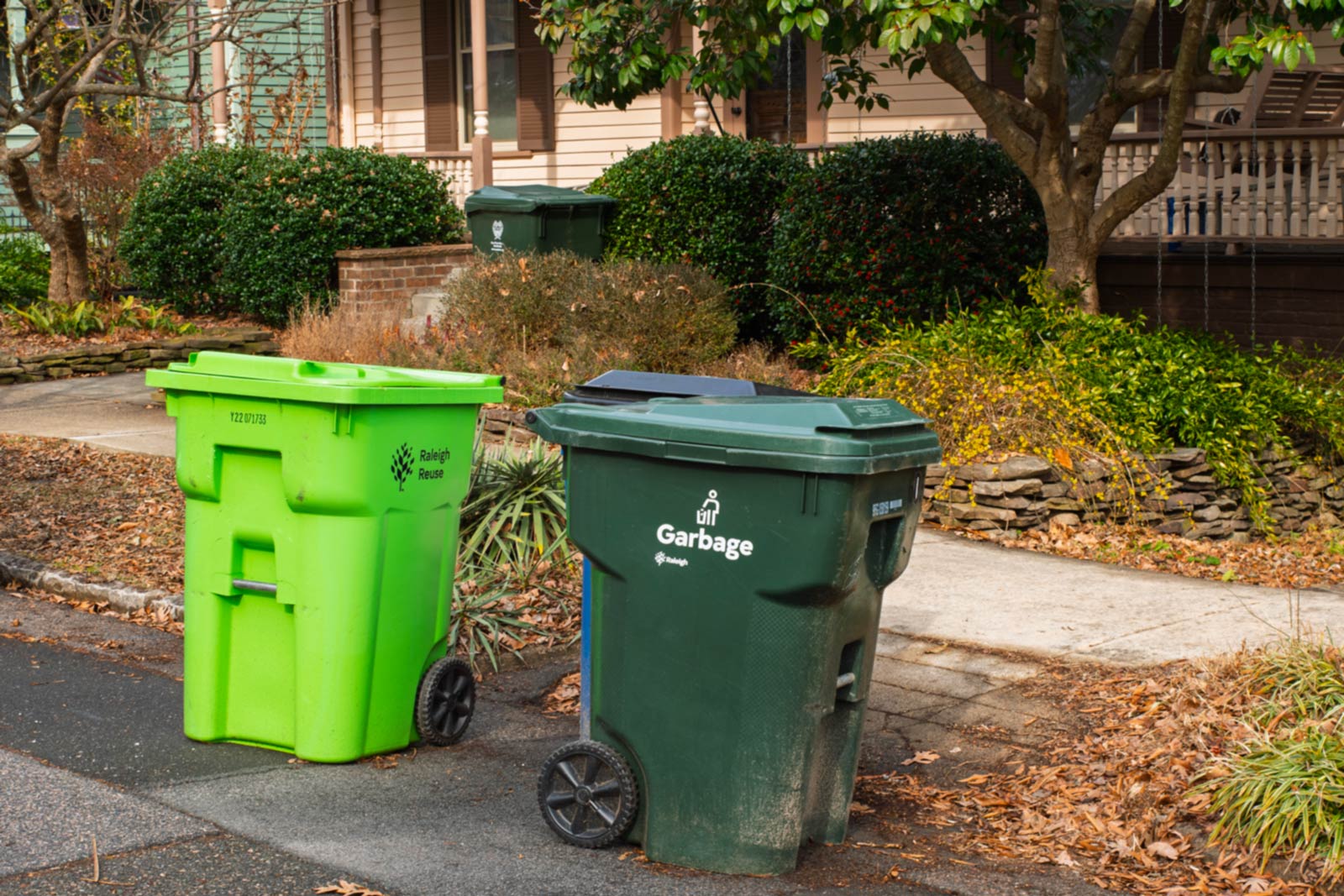 Garbage cans on street