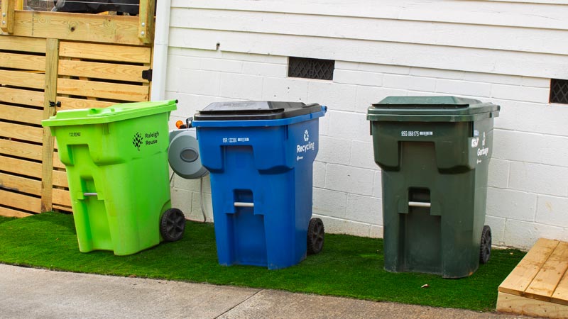 Bins on side of house